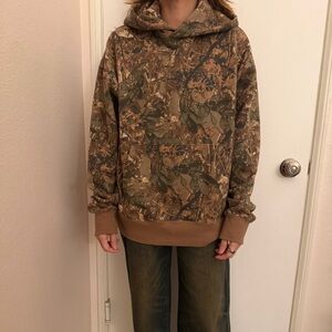 American Eagle Outfitters Heavyweight Brown/Army Green Camouflage Hoodies